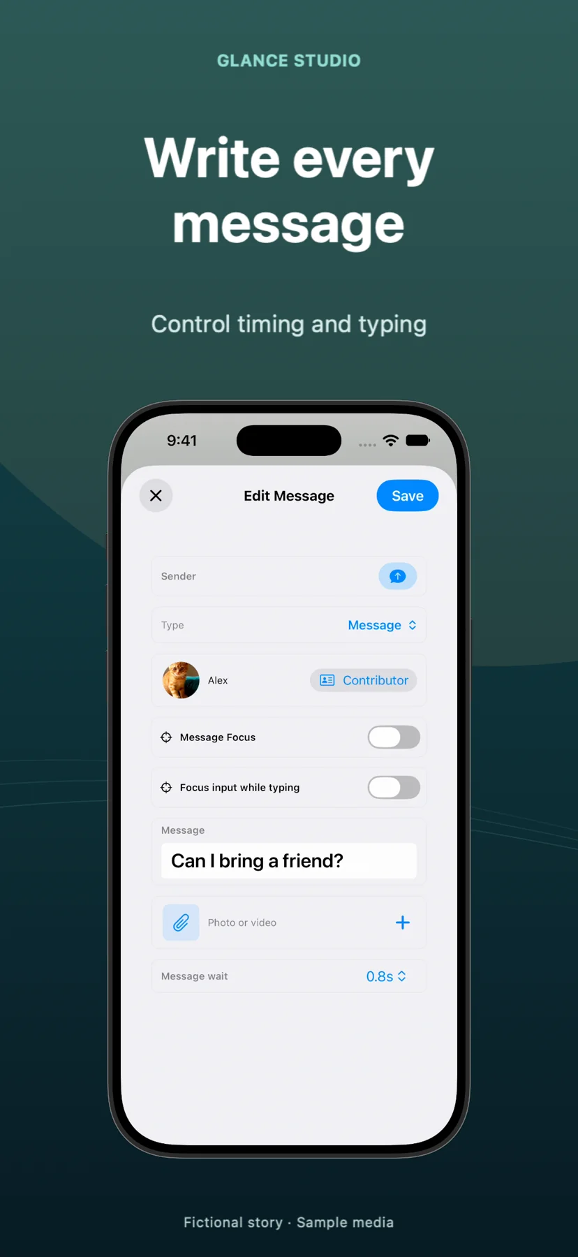 Text message animation: timing, typing and readable replies